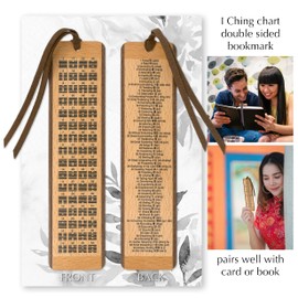 Chinese I Ching,The Book of Changes, Yi Jing Hexagrams Chart with Names - 2 Sided Wooden Bookmark - Made in The USA