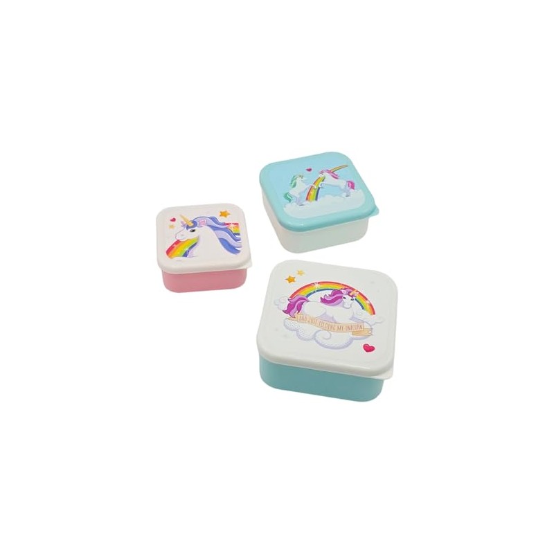 ARKRAFT Set of 3 Unicorn and Rainbow Prints Lunch Boxes