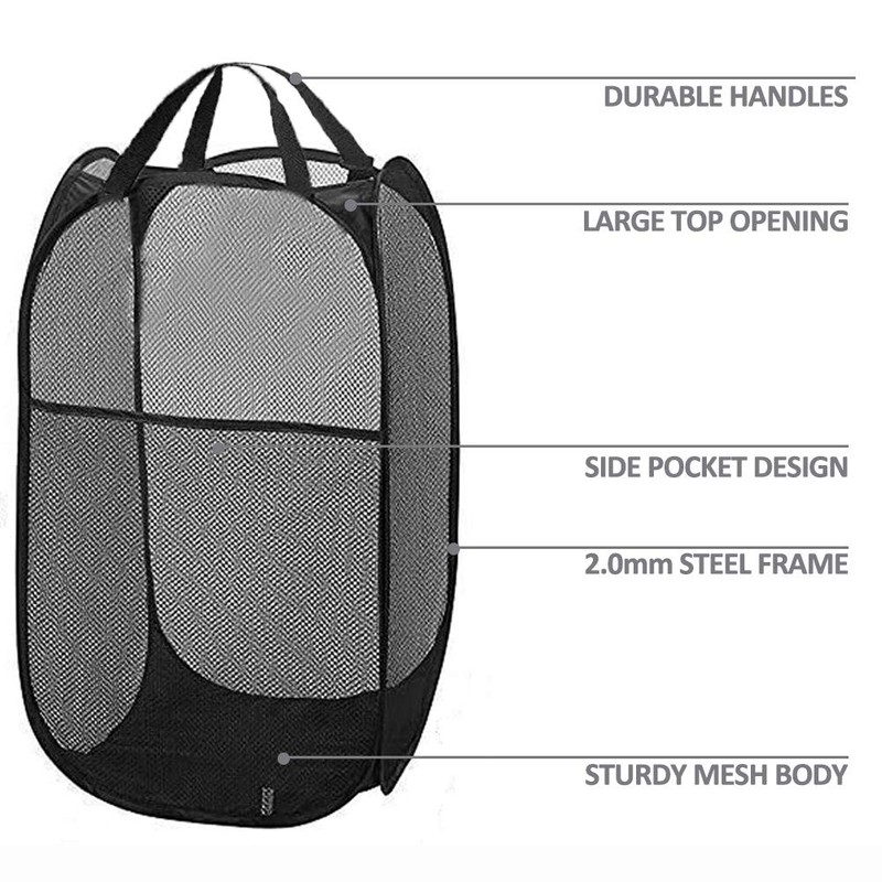 Bud Mesh Pop up Laundry Hamper with Portable Handles, Collapsible