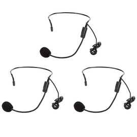 Portable Voice Amplifier Speaker, 3Pcs Mini 3.5mm Wired Head-Mounted Headset Microphone Condenser Mic for Teachers, Guides, Trainers