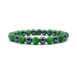 KARDINAL WEIST Hematite Jade Bracelet, Gemstone Beads, Power Stone Jewellery for Men and Women, Chakra - Happiness - Health - Yin Yang, jade, Jade