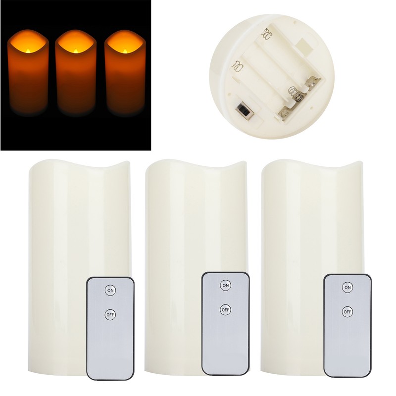 3PCS Remote Control Electronic LED Simulation Candle Lamp for Home