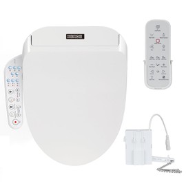 KERDE P30A Smart Bidet Toilet Seat with Auto Flush & Dual-Control (Remote+Panel) – Heated Seat, Warm Water Wash, Self-Cleaning Nozzle, Universal Fit for Elongated Toilets (Remote+Armrest)
