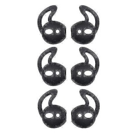 ALXCD Ear Cover Ear Hook Compatible with Airpod Headset MMEF2AM/A, 3 Pair Anti-Slip Silicone Ear Tips, Fit for Airpod 1 Airpod 2 [Sport](Black 6S)