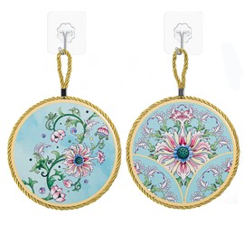 Ceramic Trivets for Hot Dishes,Hot Pads for Kitchen 2 Pack Thick Heat Resistant Coaster Multifunctional Hot Pads Pot Holders Hot Plate Mats for Kitchen Countertops,Table,Farmhouse Decor (Blue+Blue)