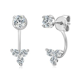 Moissanite Earrings for Women 925 Sterling Silver 0.96CT-2CT Moissanite Detachable Ear Jackets Two Wearable Stud Earrings Hypoallergenic Jewelry Gifts, Sterling Silver, Moissanite