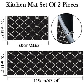 Youyijia 2Pieces Kitchen Mat Set Rug Non-Slip Washable Rug Sets Kitchen Mats And Rugs Washable Hallway Runner Set, Dining Room, Entryway and Door Mat Set, 40x60 + 40x120 cm (Kitchen Cube Stars)