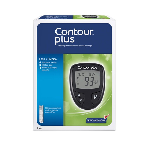 Contour Plus Glucómetro Autocodificado Para El Monitoreo De Glucosa En Sangre (contour Plus), color, 1 count, pack of/paquete de