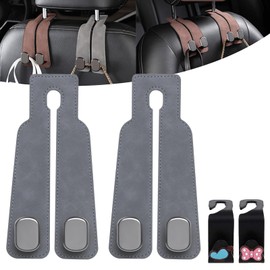 DASHENRAN Car Seat Back Storage Hook - Double Hook Holder for Convenient Storage, Tekiep Car Seat Hooks, Multifunctional Hook for Car Seat Back (2pcs-Grey)