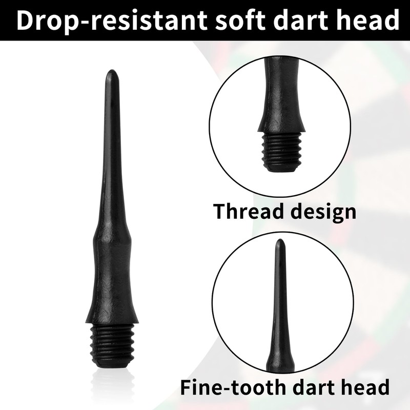 runxsam 300 Pcs Plastic Dart Tips with 2BA Thread, Soft