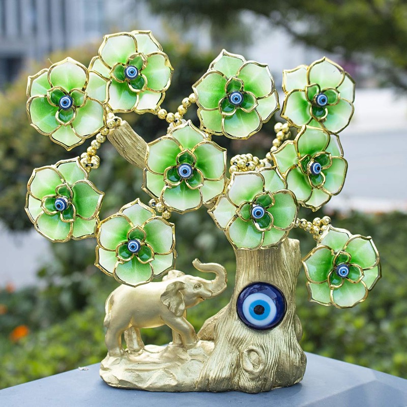 YU FENG Turkish Blue Evil Eye Gold Fortune Tree with