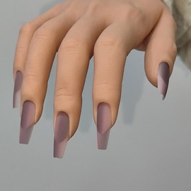 ChicPalette Press On Nails - Long French Press On Fake Acrylic Strong Reusable Nails with Nail Glue Frosted Seal Layer and Designs Charms Long Lasting (40 Pack)