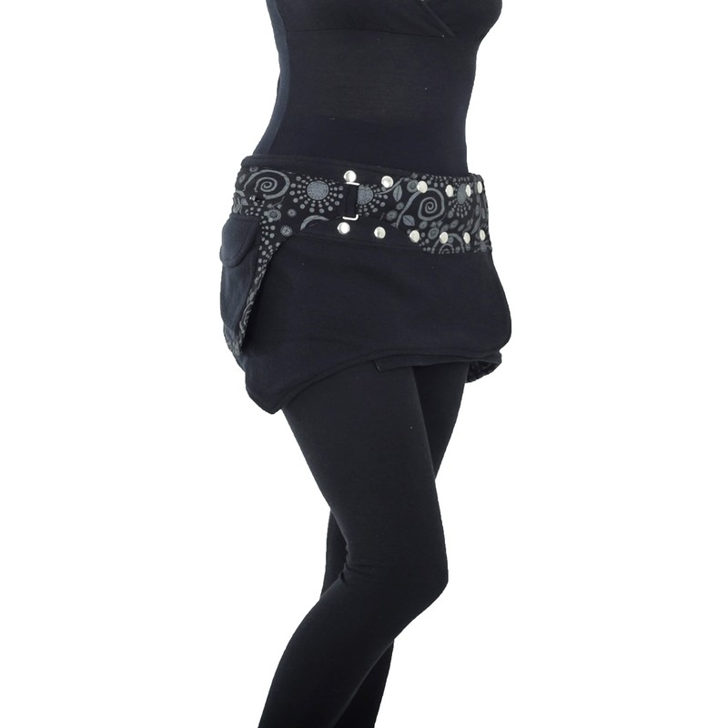 PUREWONDER Cacheur sk22 Women's Lace Wrap Skirt Kidney Warmer, Black