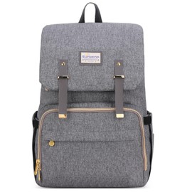 SUNVENO Baby Diaper Bag Backpack Nappy Changing Waterproof Function Organizer Large Stylish Mommy Bag Backpack-Gray