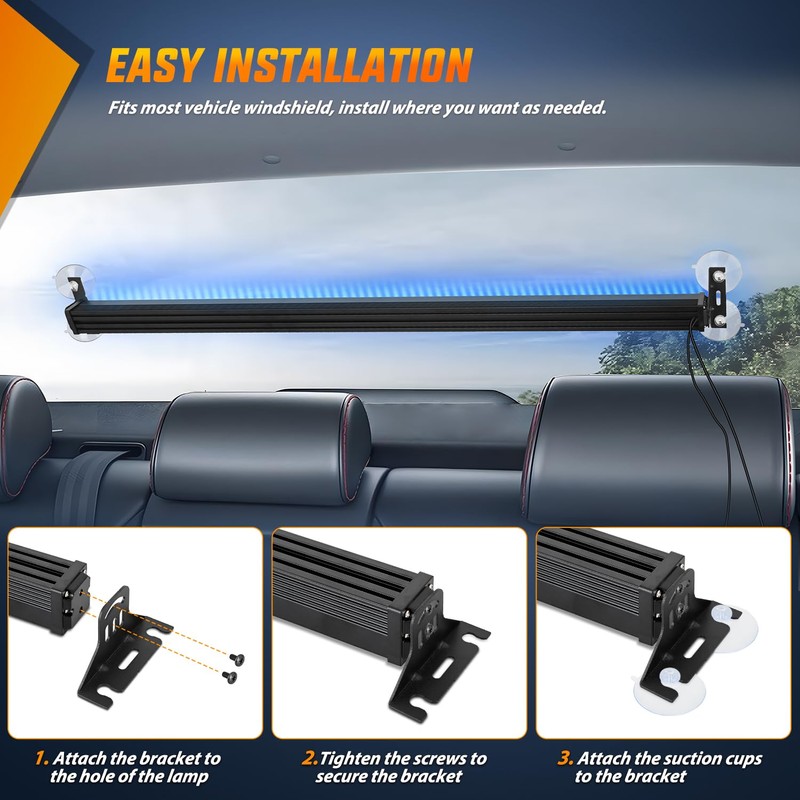 Nilight 144LED Traffic Advisor Strobe Light Bar with Controller Blue