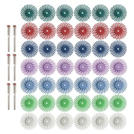 42pcs 1 Inch Radial Bristle Disc Kit with 3mm Shank for Rotary Tools,Detail Abrasive Wheel for Jewelry Wood Metal Polishing, Bristle Wheel with Grit 80-2500