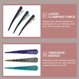 Baluue 3pcs Acrylic Hair Clips, Duckbill Alligator Hair Barrettes for Women, Multi-Color Hair Accessories for Thick and Fine Hair, Strong Grip for Styling and Decoration