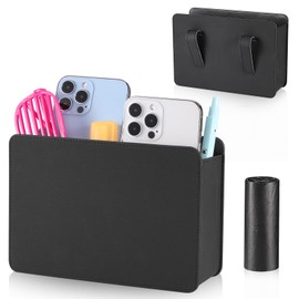 TranRantic Car Trash Can Slim Car Trash Can Car Supplies Handy Goods Car Waterproof Car Storage Car SUV Truck Car Car Trash Bag (Black Leather)
