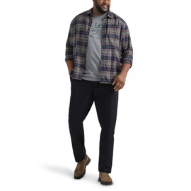 Lee Men's Big & Tall Extreme Motion Flat Front Relaxed Taper Pant Black 46W x 34L