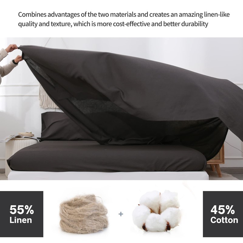 BISELINA Linen Sheet French Flax Flat Sheet Only 55% Euro