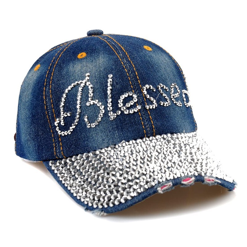 Elonmo Gorra de béisbol para mujer, diseño de letra bendita,
