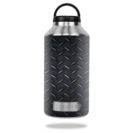 MightySkins Skin Compatible with RTIC 64oz Bottle (2016) wrap Cover Sticker Skins Black Diamond Plate
