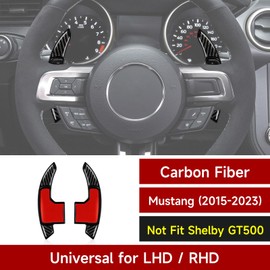 OYDDL 2pcs Steering Wheel Shift Paddle Extension Shift Paddles Sticker Compatible with Ford Mustang 2015 2016 2017 2018 2019 2020 Accessories (Black)