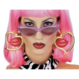 Rubie's Hot Lips Heart Jumbo Hoop Earrings clip on costume dance party metal