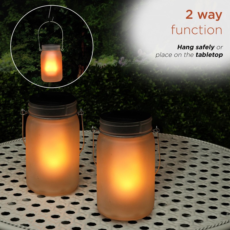 Alpine Corporation QMC236SLR-2 Outdoor Solar Powered Pathway Lantern Flickering LED