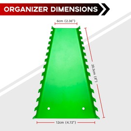 Reniteco 78 Slots Metal Wrench Organizer, Wrench Holder Tray Set, Wall-Mounted Tool Organizer Wrench Holder for Wrench Storage(6 Green)