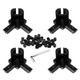 BLCCLOY 4Pcs 2020 Aluminum Extrusion T Slot Corner Bracket 20 Series Extruded Hardware 3 Way Tri Connector with Set Screw for 20/20 2040 T V Slot Black Aluminum Profile Frame Fitting