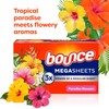 Bounce Mega Dryer Sheets, Paradise Blossom, 180 Count, Mega Fabric