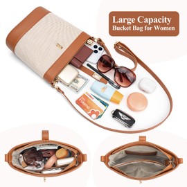 Peacocktion Bucket Bags for Women Trendy Vegan Leather Small Crossbody Purses Designer Shoulder Handbag