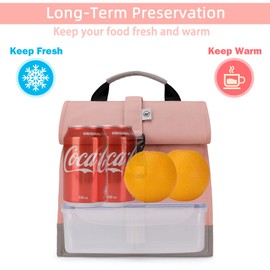 SUNNY BIRD Insulated Lunch Bag Pink Lunch Box Small Cooler Bag for Women, Girls, Adults and Teens (Pink)