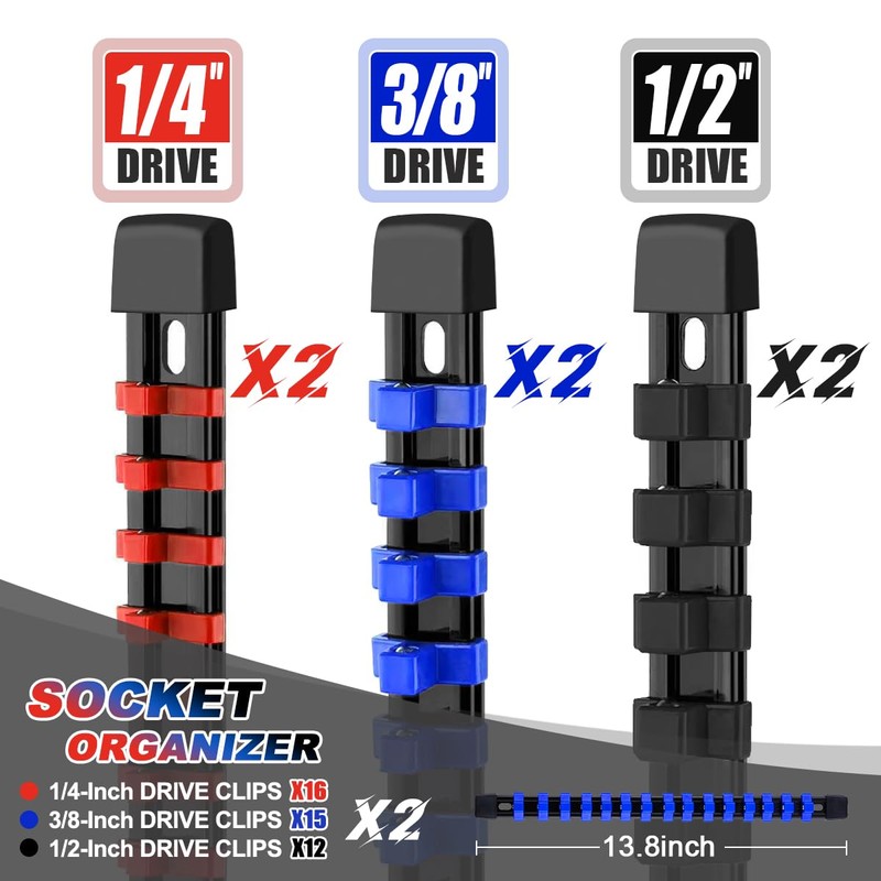 6 Pcs Socket Organizer Rail Set, Premium Socket Holder, Heavy-Duty