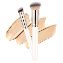 Pinceles de maquillaje Dpolla Pro Foundation Brush y corrector impecable, perfectos para cualquier aspecto, cepillo de contorno de cabello de lujo premium perfecto para mezclar líquidos, pulir, crema, esculpir, maquillaje mineral (blanco)