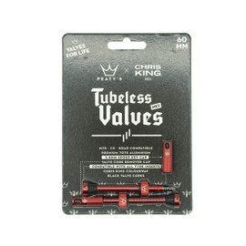 Peaty's X Chris King MK2 Tubeless Valves Presta - Integrated Spoke Key & Valve Core Removal Caps, Mountain Bike, Road & Gravel Bicycle Tyre, Insert Compatible, 7075 Aluminium - 60mm, Red