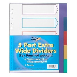 A4 EXTRA WIDE COLOUR CODED 5 PART STRONG FILING SUBJECT DIVIDERS Tabbed Index