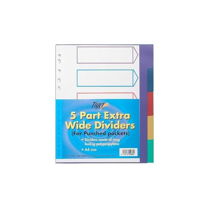 A4 EXTRA WIDE COLOUR CODED 5 PART STRONG FILING SUBJECT