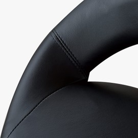 CHARMMA Crescent Rolling Salon Stool with Adjustable Height, Breathable Open Back, Foam Cushion Seat, and 5 Caster Wheels, Black