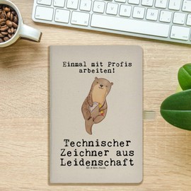 Mr. & Mrs. Panda DIN A5 Baumwoll Notizbuch Technischer Zeichner Leidenschaft - Geschenk, Notizblock, Journal, Abschied, Danke, Skizzenbuch, Tagebuch,