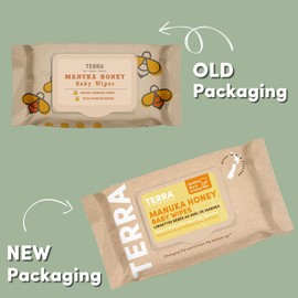 Terra Bamboo Baby Wipes: Manuka Honey, 99.5% Pure New Zealand Water, 100% Biodegradable Bamboo Fiber, 0% Plastic, Unscented Baby Wipes for Sensitive Skin, 12 Packs of 70 Wipes