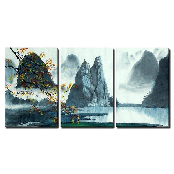 wall26 - 3 Piece Canvas Wall Art - Chinese Mountains,