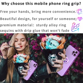 TACOMEGE Flower Cell Phone Ring Holder for Women Grils, Rose Phone Grips Stand for Smartphone Tablet (MTPG-PU)