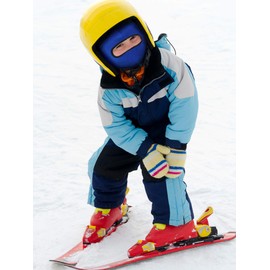 SATINIOR 2 Pieces Kid Balaclava Hats Windproof Ear Muffs Hats Winter Fleece Warm Hat for Boy Girls (Black, Royal Blue), Medium