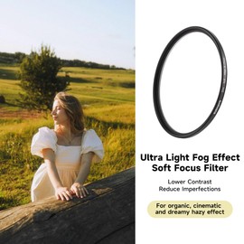 Walking Way 40.5MM Soft Focus Filter White Pro Mist Diffusion Filter Ultra Light Dreamy Fog Effect Circular Lens Filter Softening Diffuser for Video/Vlog/Portrait Photography