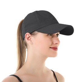outfit spring Baseball Cap Women's Cap Summer Baseball Cap Ponytail Adjustable Women Ponytail Cap Baseball Cap Mesh Breathable Sun Hat Leisure Cap with Cable Hole Outdoor Sports, Cross Dark Grey