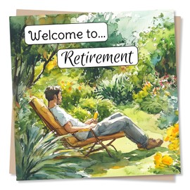 Happy Retirement Card For Men - Retiree, New Stage of Life - Gardening, Relaxation, Celebration, Congrats - For Man, Family, Relative, Friend, Colleague, Husband, Male