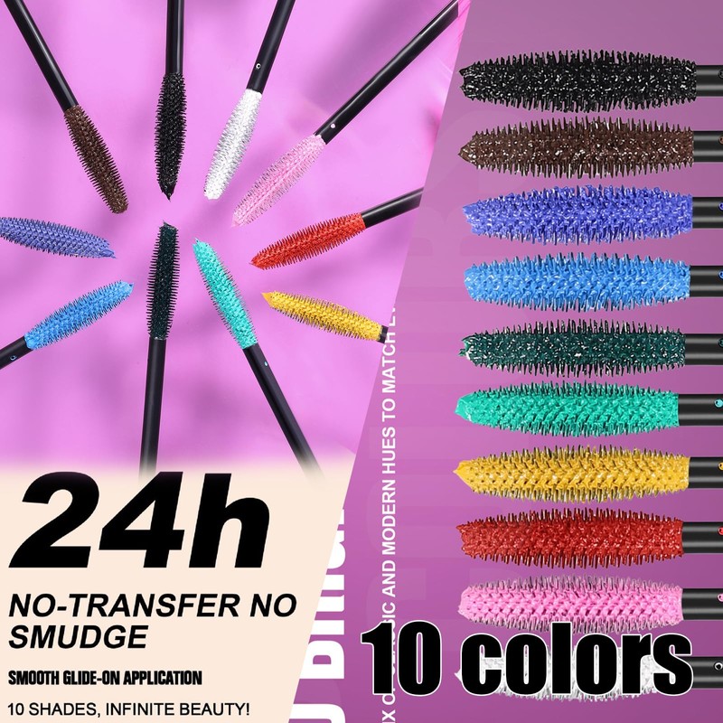 White Mascara,5D Silk Fiber Eyelash Volume with Soft Brush, Lash
