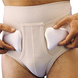 MANIFATTURA BERNINA Derby 65134P Men's Fracture Briefs for Hernia Made of Cotton Internally Reinforced and Compression Pads, beige